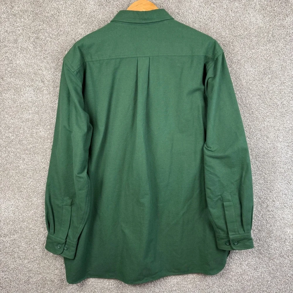 LL Bean Mens XL Tall Forest Green Chamois Cloth Cotton Button Down‎ Shirt